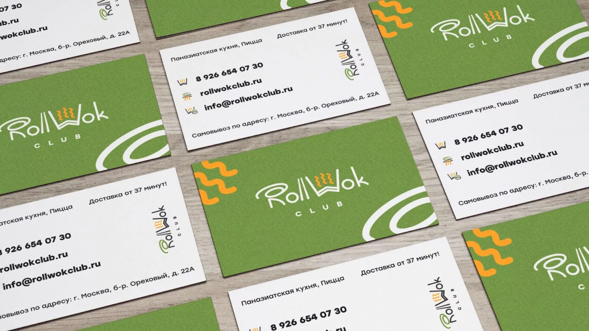 Разработка дизайна визиток суши-бара «Roll Wok Club» в Камбарке